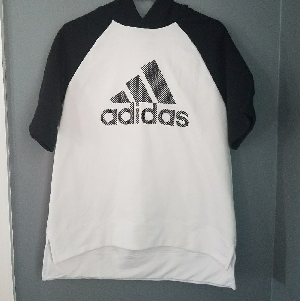 Adidas short sleeve hooded sweatshirt